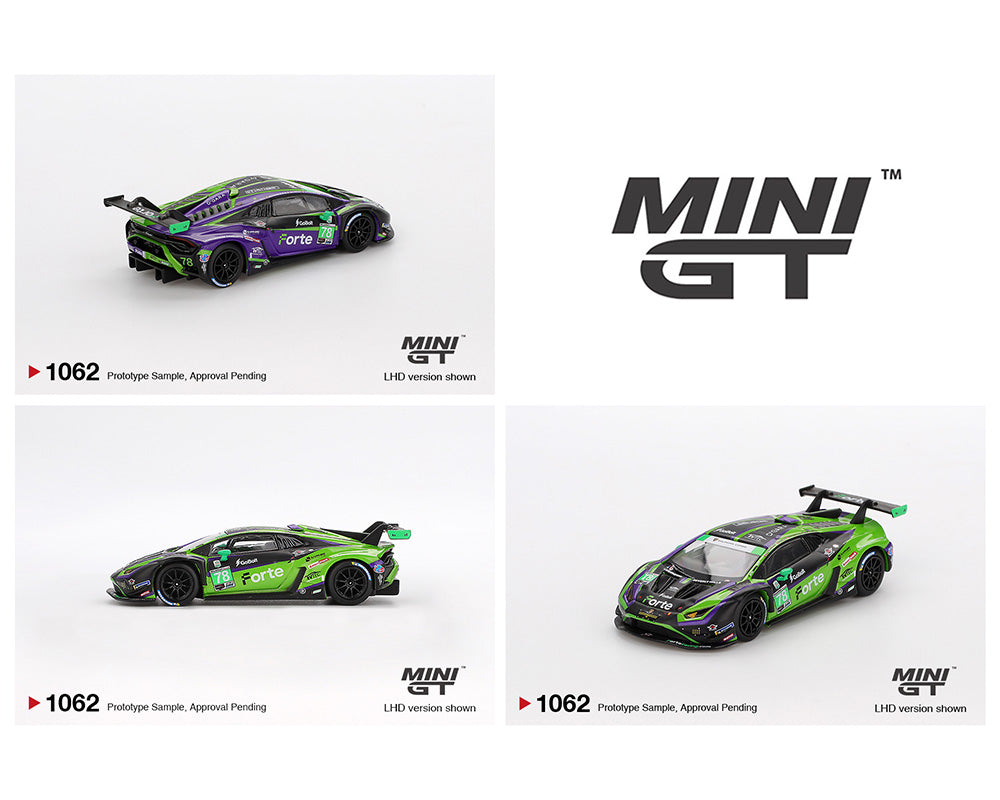 (Preorder) Mini GT 1062 Lamborghini Huracán GT3 EVO2 #78 Forte Racing 2024 IMSA Daytona 24 Hrs